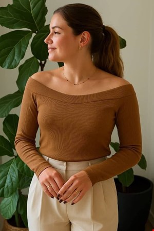 بلوز آستین بلند (یقه دلبر)
